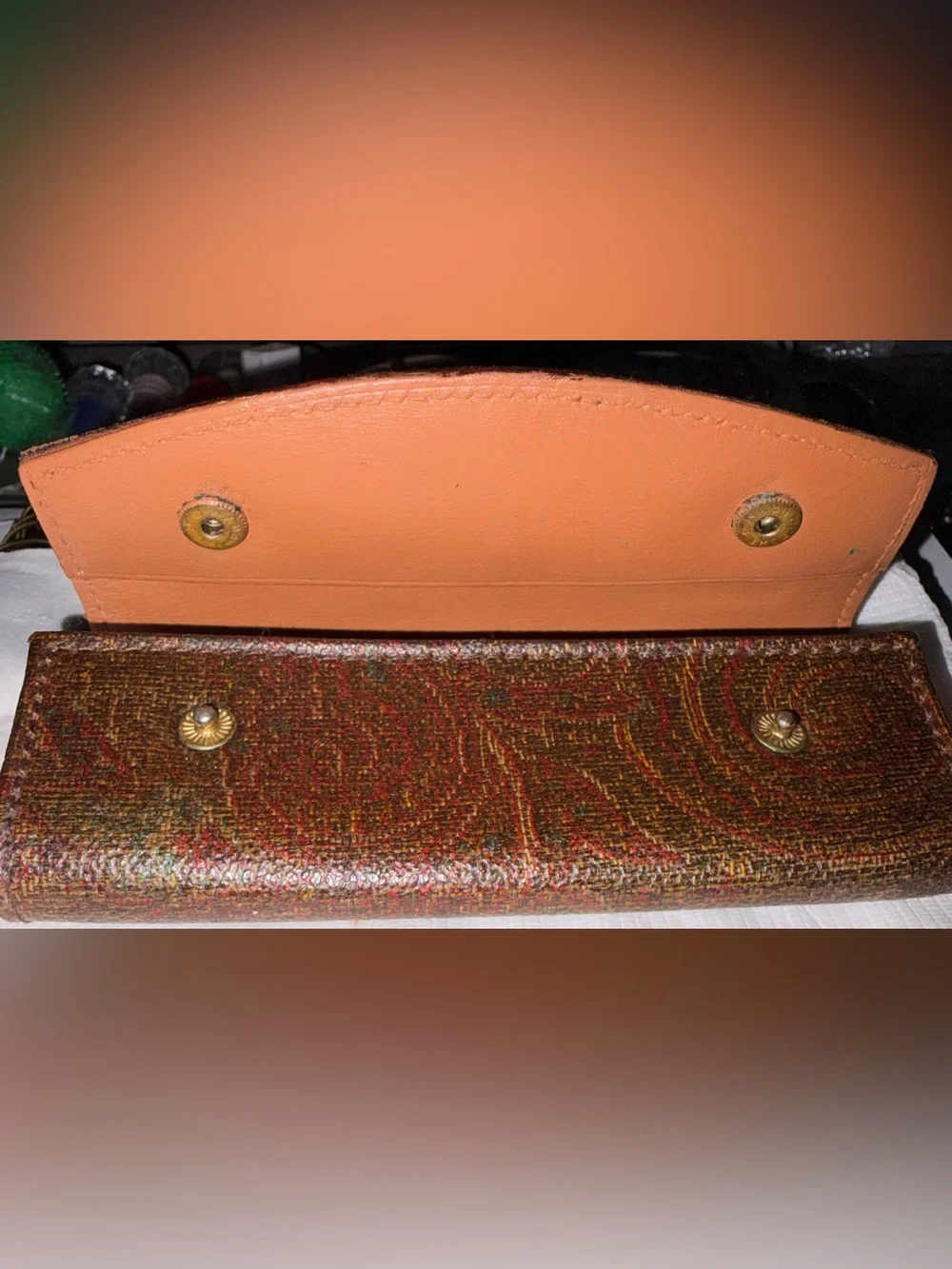 Low Start Etro Vintage brown paisley coated canvas and leather Key Case Holder